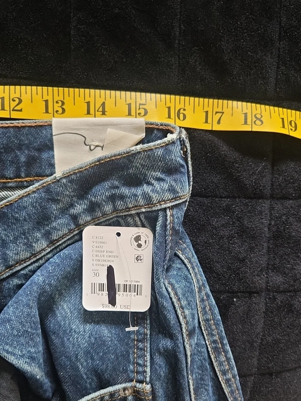 Free People Good Luck Mid Rise Barrel Jeans Deep End Mid-weight Slouchy 30 NWT